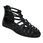 Box Strappy Leather Sandals - Black