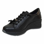 Δερμάτινα παπούτσια casual με σφήνα Fiore - Μαύρο