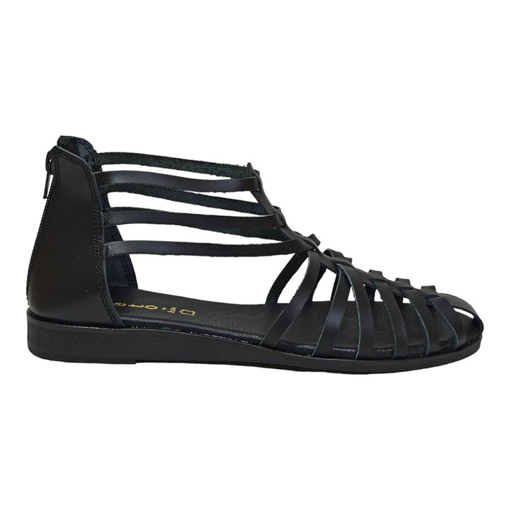 Box Strappy Leather Sandals - Black