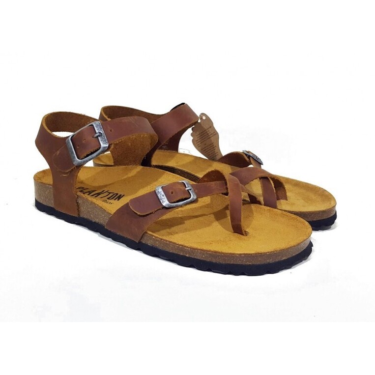 Leather sandals Plakton 101016 - Brown