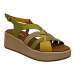 Leather platforms - tricolor green