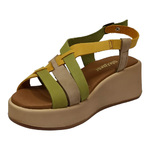 Leather platforms - tricolor green