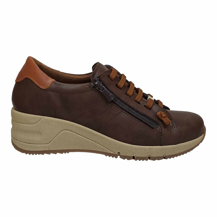 Δερμάτινα παπούτσια casual με σφήνα Fiore - Καφέ