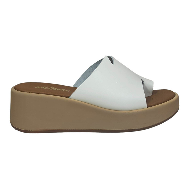 Δερμάτινα flatforms Alexakis - Λευκό